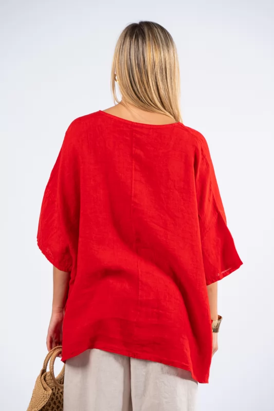 Blouse Over Linen Red