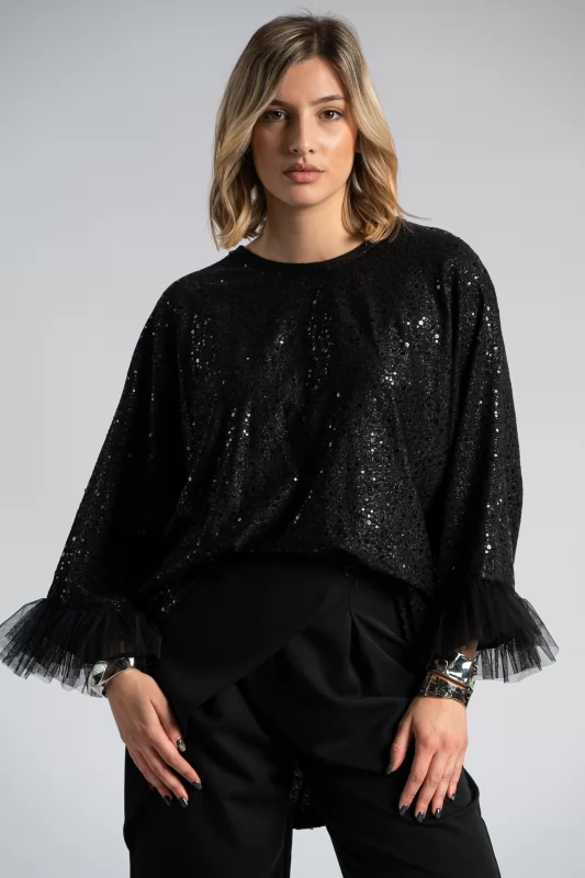 Blouse Sequins Tulle Finish