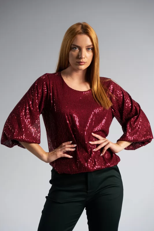 Sparkling Blouse Balloon Sleeves