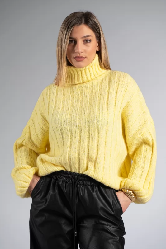 Blouse Knitted Turtleneck Melange