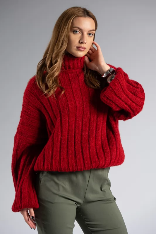 Blouse Knitted Turtleneck Melange