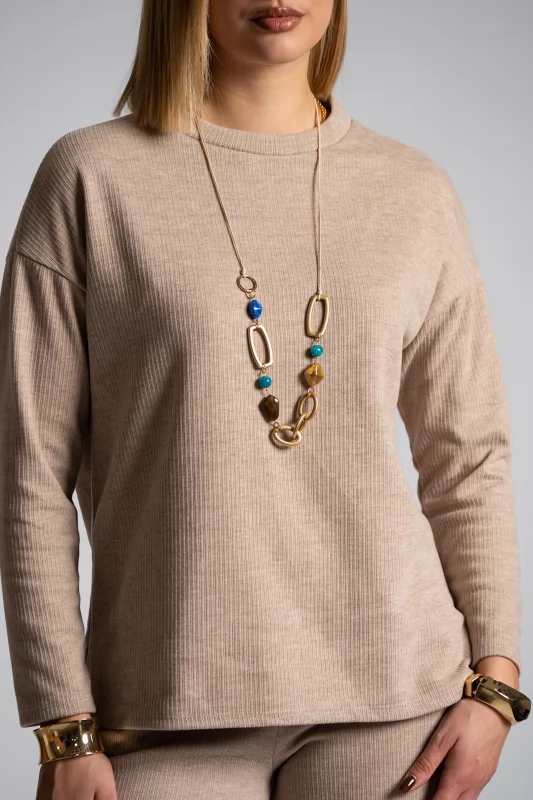 Threated Rib Blouse Necklace