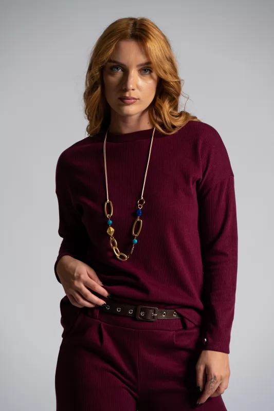 Threated Rib Blouse Necklace