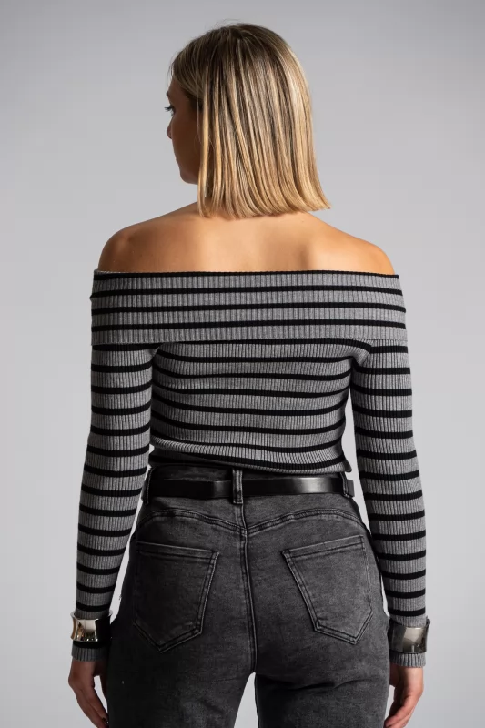 Blouse Stripes Off Shoulder