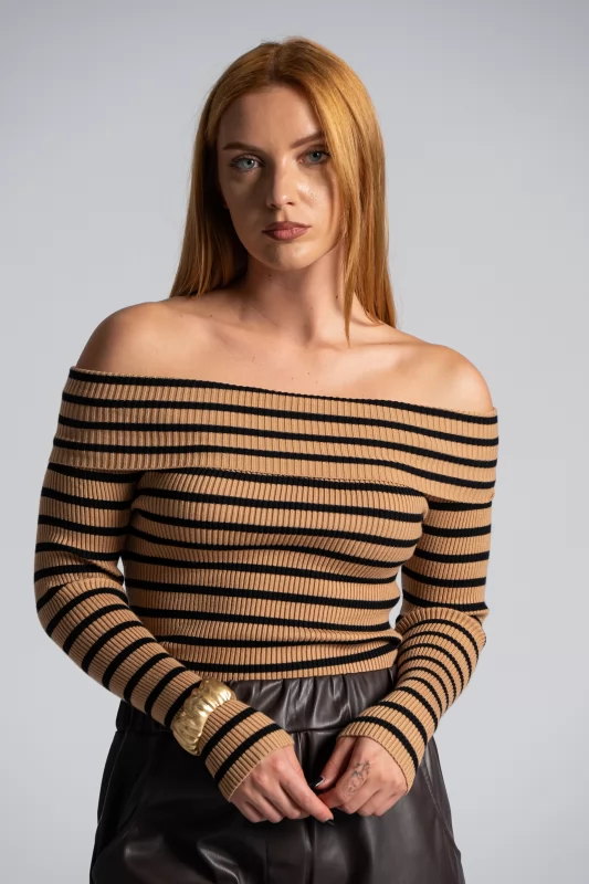 Μπλούζα Ρίγες Off Shoulder