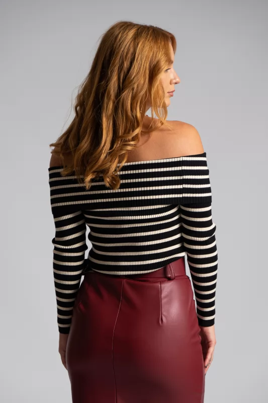 Blouse Stripes Off Shoulder