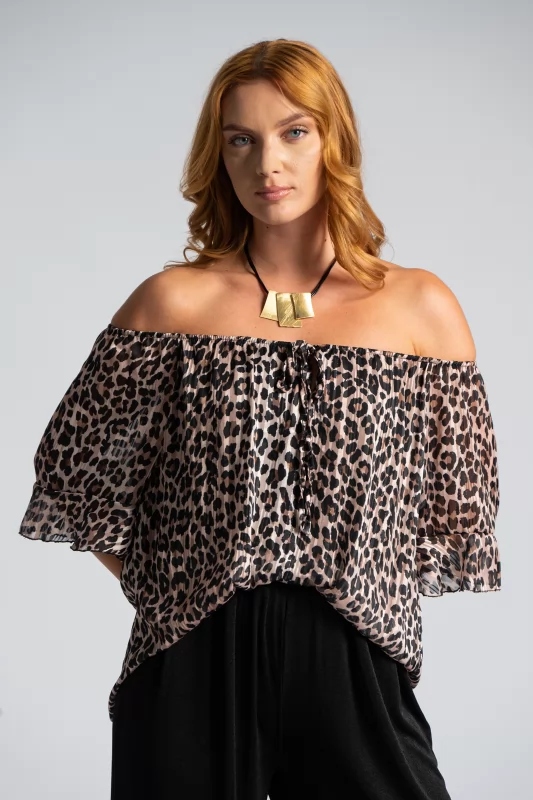 Blouse Gold Thread Leopar