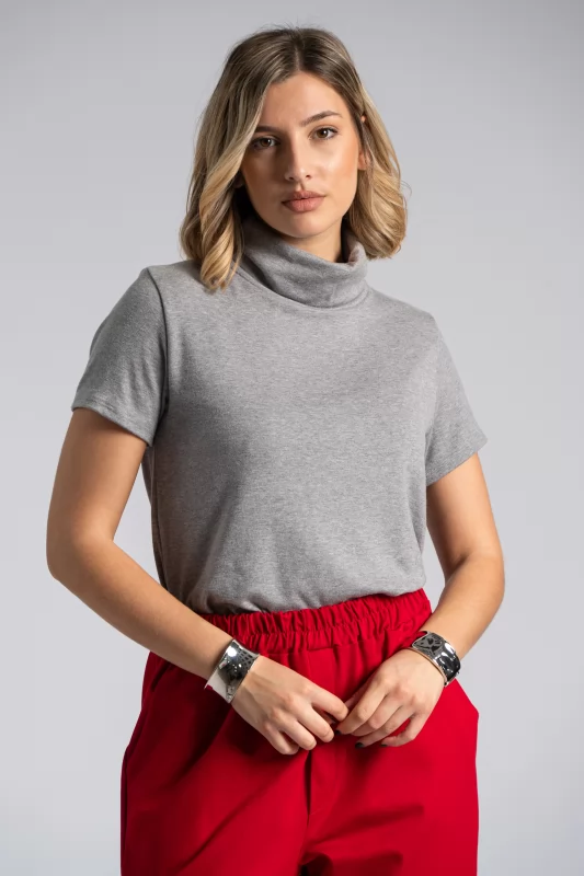 Monochrome Turtleneck Blouse