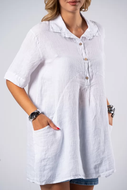 Blouse-Dress Lino White