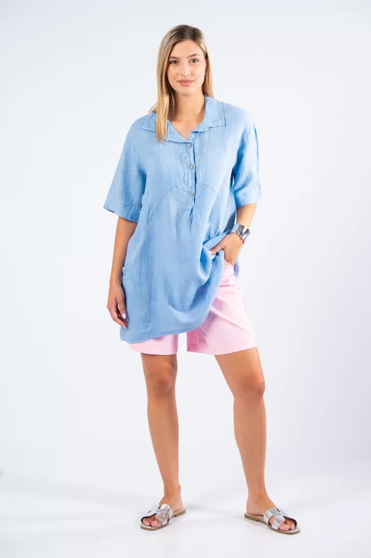 Blouse-Dress Lino Light Blue