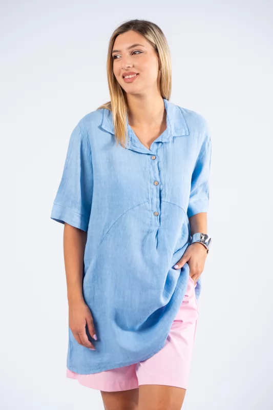 Blouse-Dress Lino Light Blue