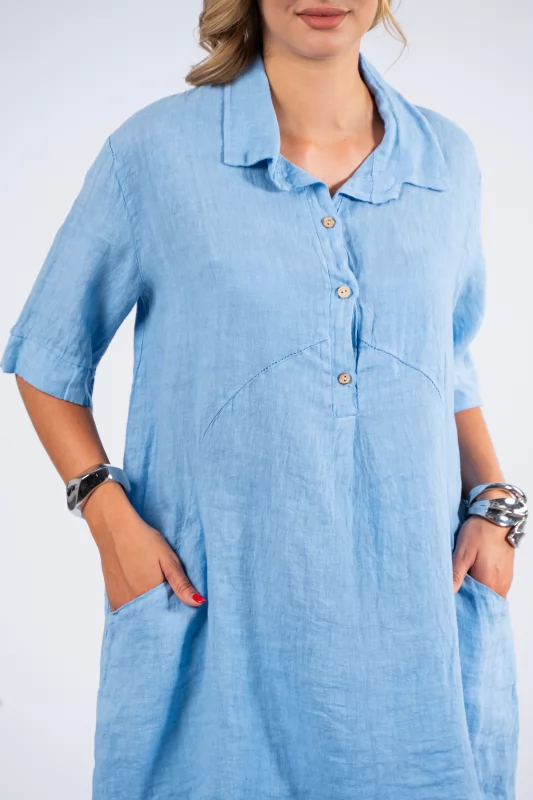 Blouse-Dress Lino Light Blue