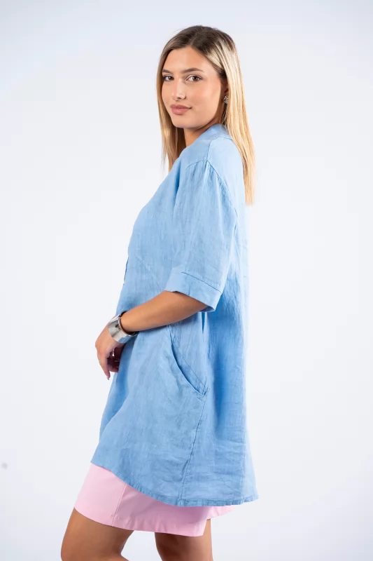 Blouse-Dress Lino Light Blue