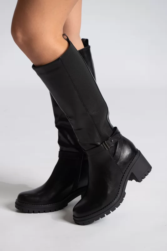 Leatherette Boots Decorative Ankle Strap