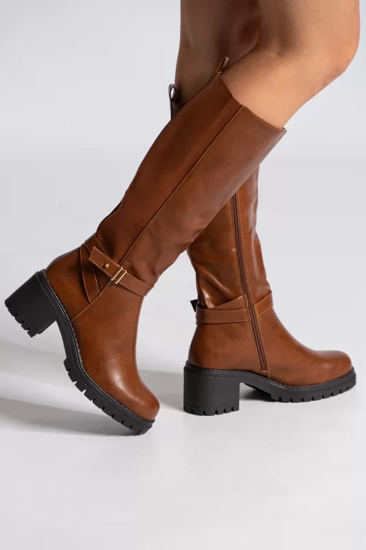 Leatherette Boots Decorative Ankle Strap