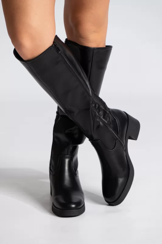 Leatherette Boots Round Toe