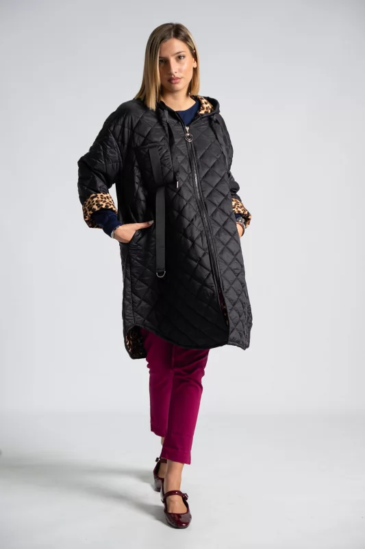 Quilted Jacket Leopar Print Lining