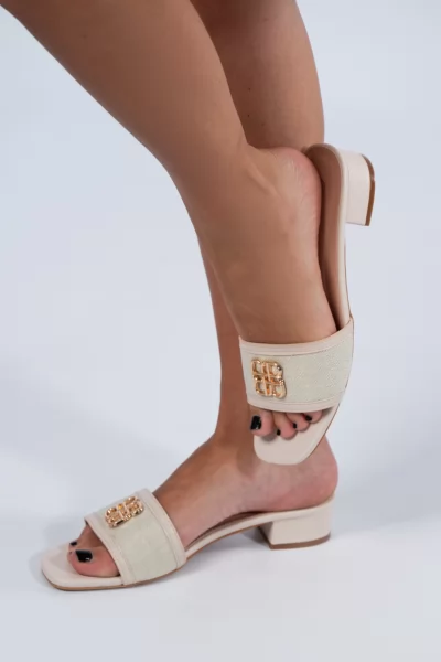 Mules Buckle Cream