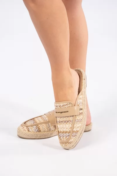 Mules Straw Melange Beige