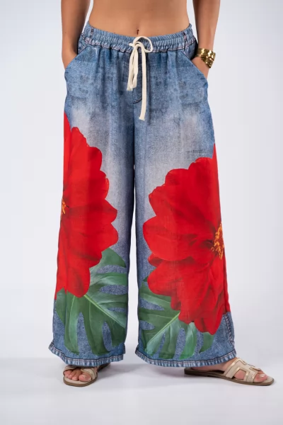 Trousers Big Rose Red-Denim