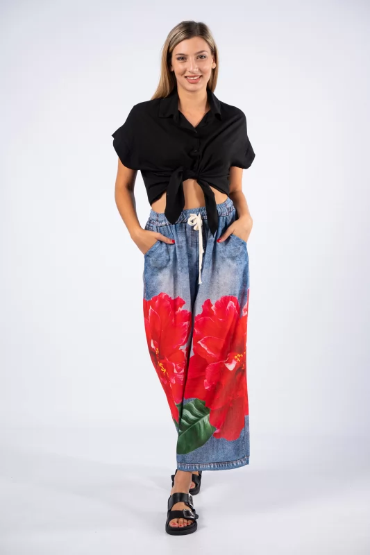 Trousers Big Rose Red-Denim