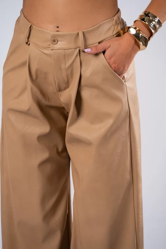 Trousers Leatherette Beige