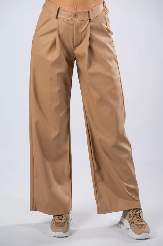 Trousers Leatherette Beige