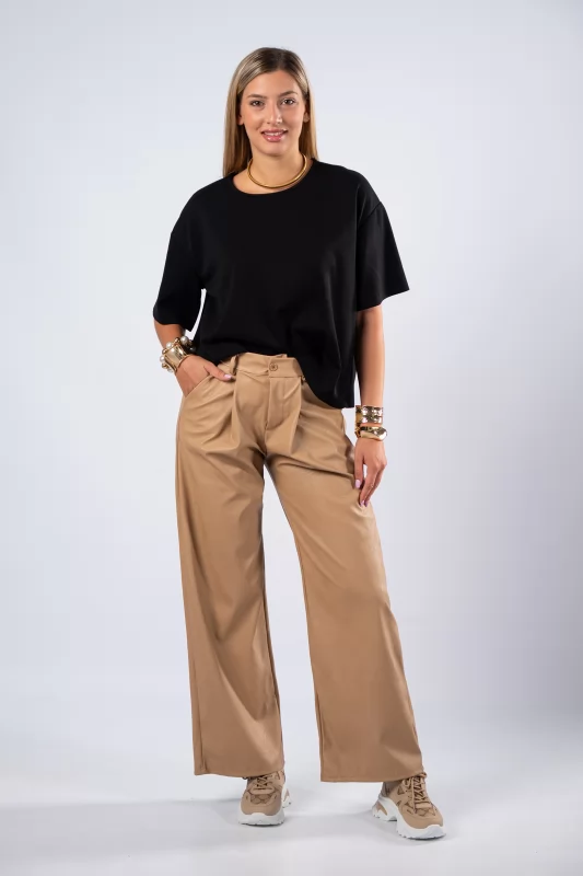 Trousers Leatherette Beige