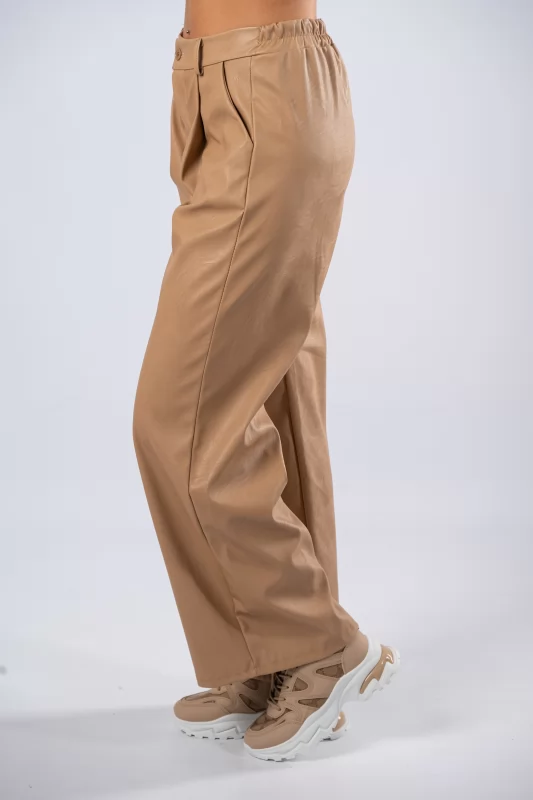 Trousers Leatherette Beige