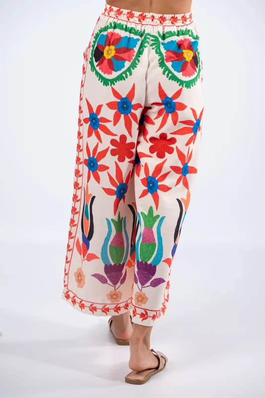 Pants Floral Multicolor-Cream