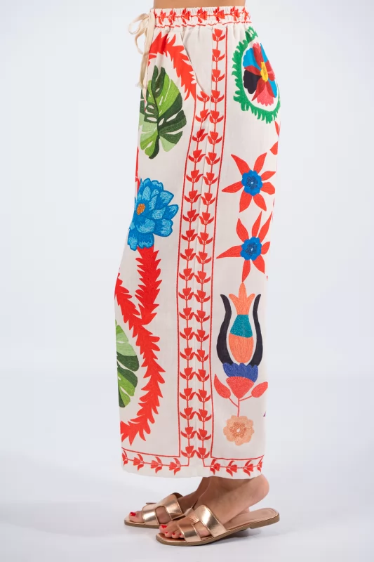 Pants Floral Multicolor-Cream