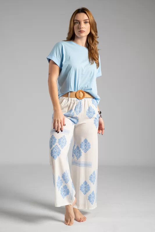 Pants Ismini Light Blue-White