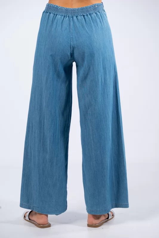 Pants Lurex Waistband Light Blue