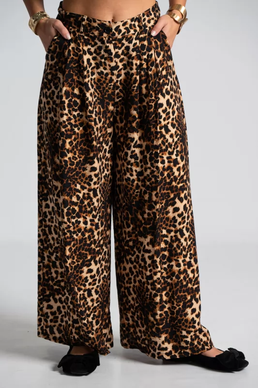 Pants Pleats Animal Print