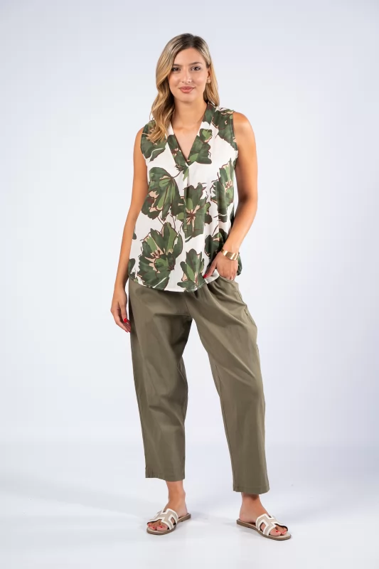 Trousers Bold Pleats Khaki