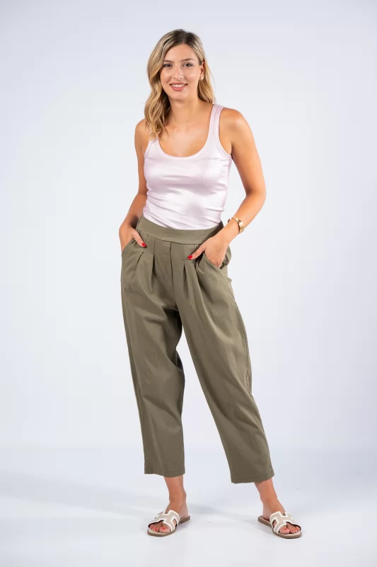 Trousers Bold Pleats Khaki