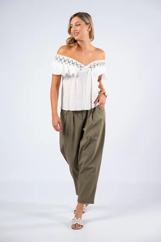 Trousers Bold Pleats Khaki