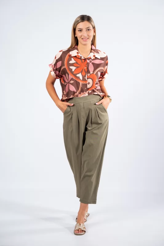 Trousers Bold Pleats Khaki