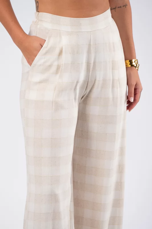 Trousers Plaid Beige