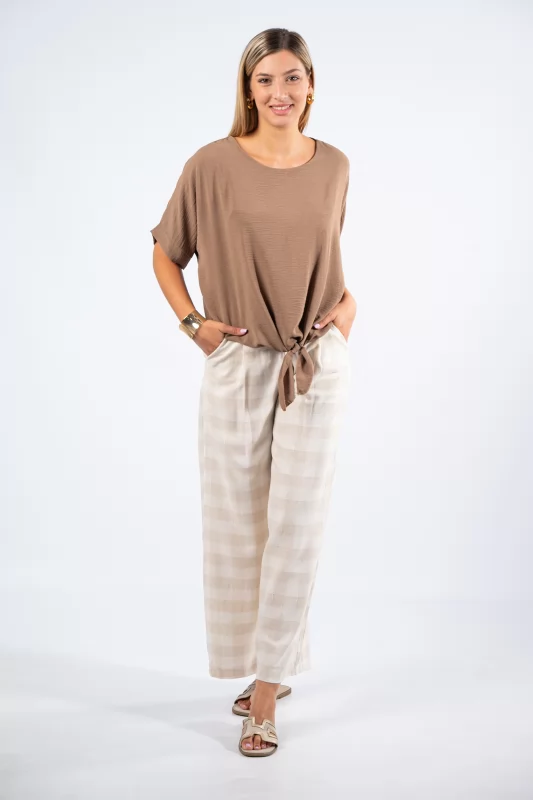 Trousers Plaid Beige