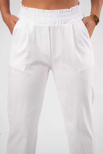 Παντελόνι Paperbag Λευκό