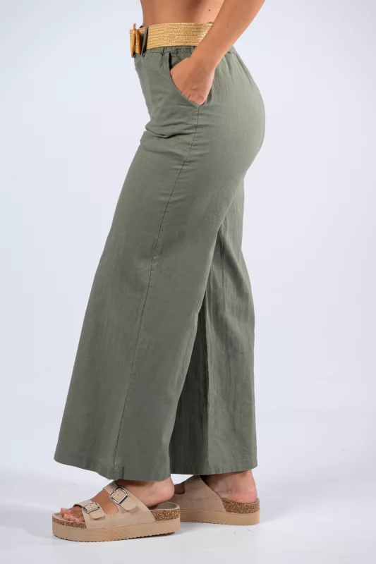 Trousers Paperbag Linen Khaki