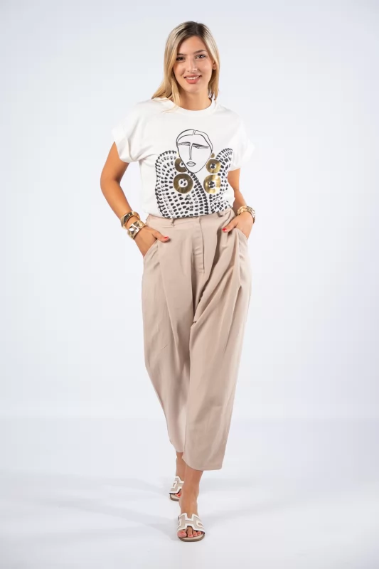 Culotte Trousers Beige