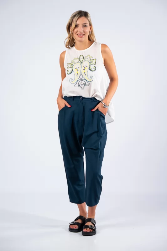 Culotte Trousers Navy Blue