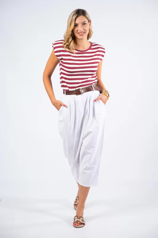 Culotte Trousers Belt White