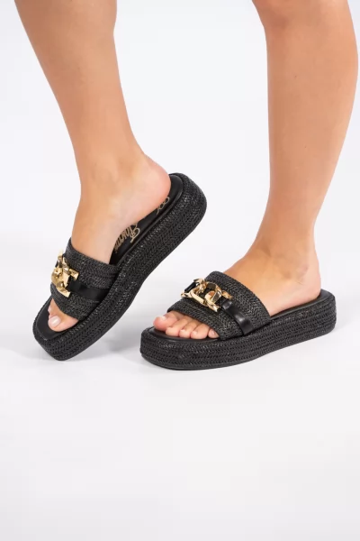 Slipper Flatform Chain Black