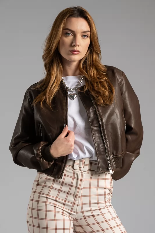 Pilot Jacket Leatherette Brown