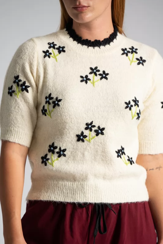 Knitted Short Sleeves Flowers