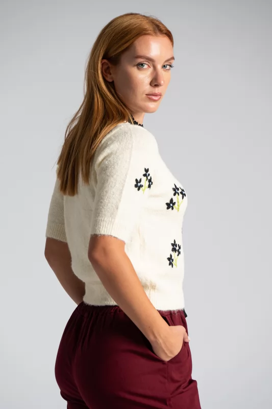 Knitted Short Sleeves Flowers