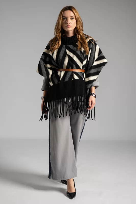 Poncho Zivago Fringes Black